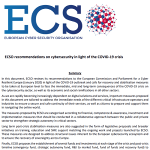 ECSO recommendations in light of Covid-19