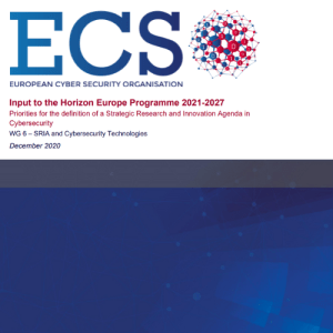 Input to the Horizon Europe Programme (2021-2027): Priorities for the definition of a strategic research and innovation agenda in cybersecurity