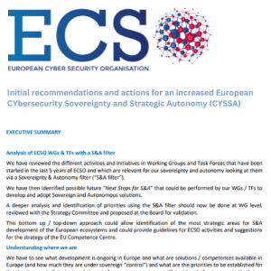 Initial recommendations and actions for an increased European CYbersecurity Sovereignty and Strategic Autonomy (CYSSA)