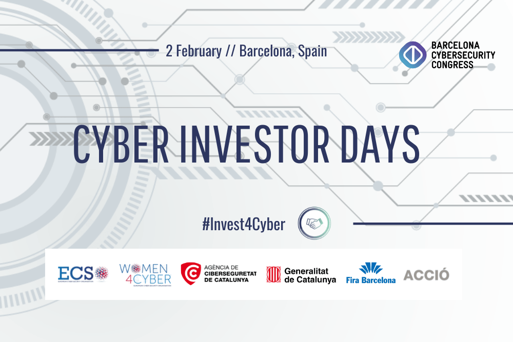A visual for ECSO's Cyber Investor Days in Barcelona 2023.
