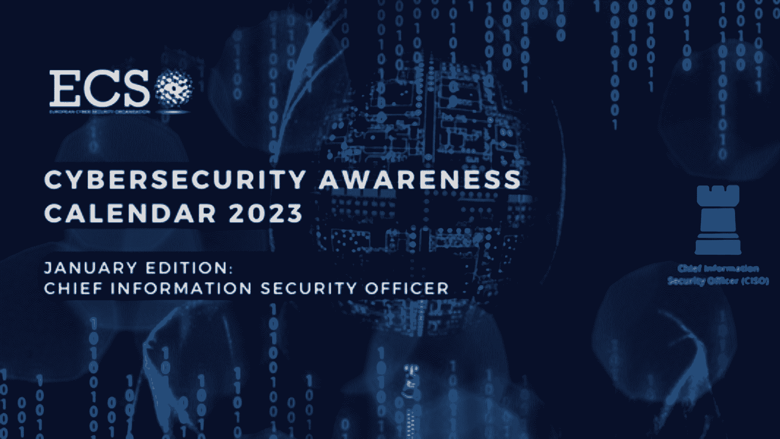 A visual for the 2023 January edition of ECSO's Cybersecurity Awareness Calendar.