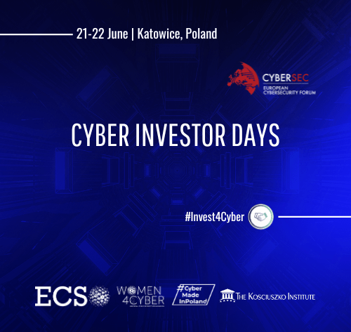 A visual for ECSO's Cyber Investor Days organised on 21-22 June in Katowice, Poland.