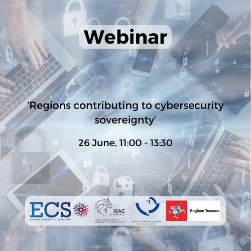 The visual for ECSO's webinar on regions contributing to cybersecurity sovereignty webinar organised on 26 June 2023.