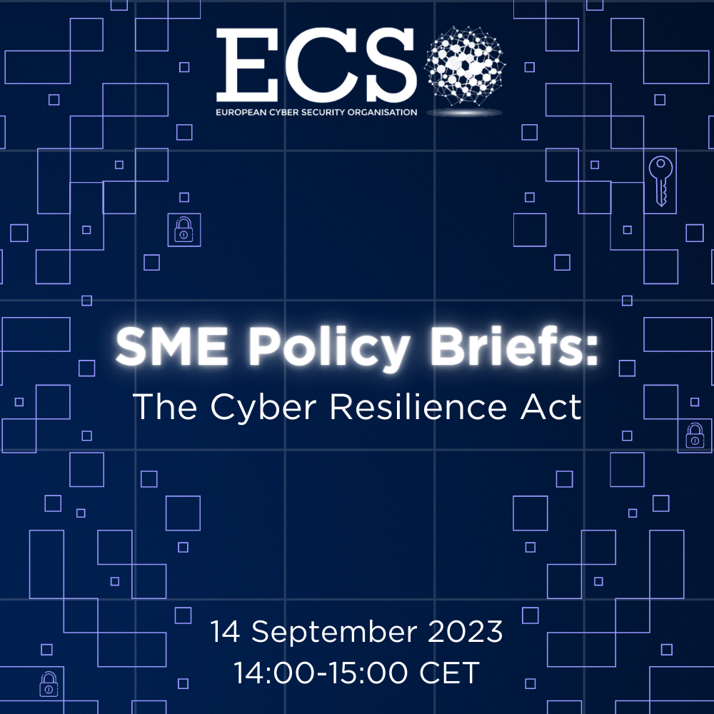 The visual for ECSO's SME Policy Brief webinar on the Cyber Resilience Act.