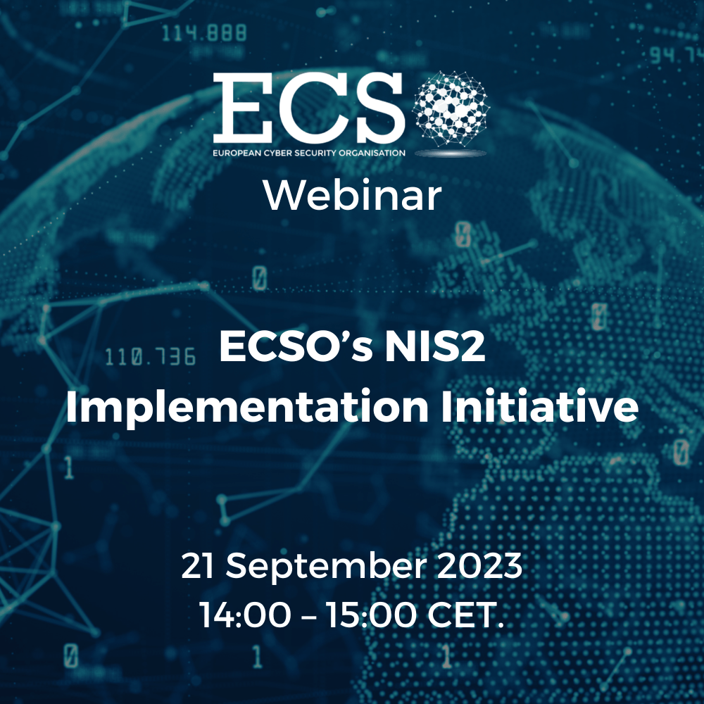 The visual for ECSO's NIS2 Implementation Initiative webinar.