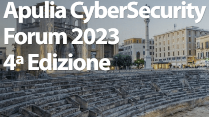 A visual for the Apulia CyberSecurity Forum 2023.