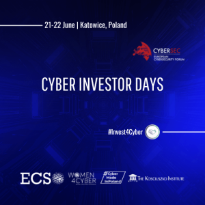 A visual for ECSO's Cyber Investor Days organised on 21-22 June in Katowice, Poland.