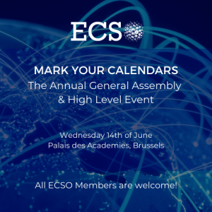 A visual for ECSO's Annual General Assembly and High Level Event organised on 14 June 2023 in Brussels.