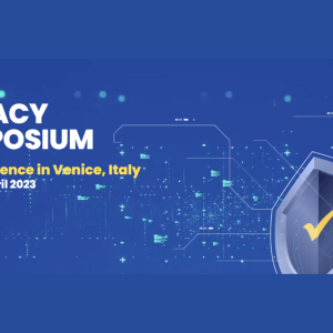 A visual for the Privacy Symposium conference organised on 17-21 April 2023.