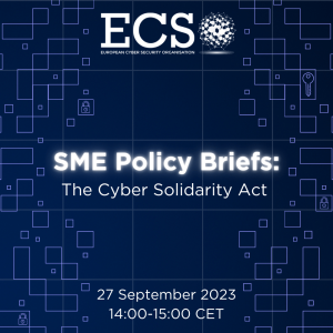 The visual for ECSO's SME Policy Brief webinar on the Cyber Solidarity Act.